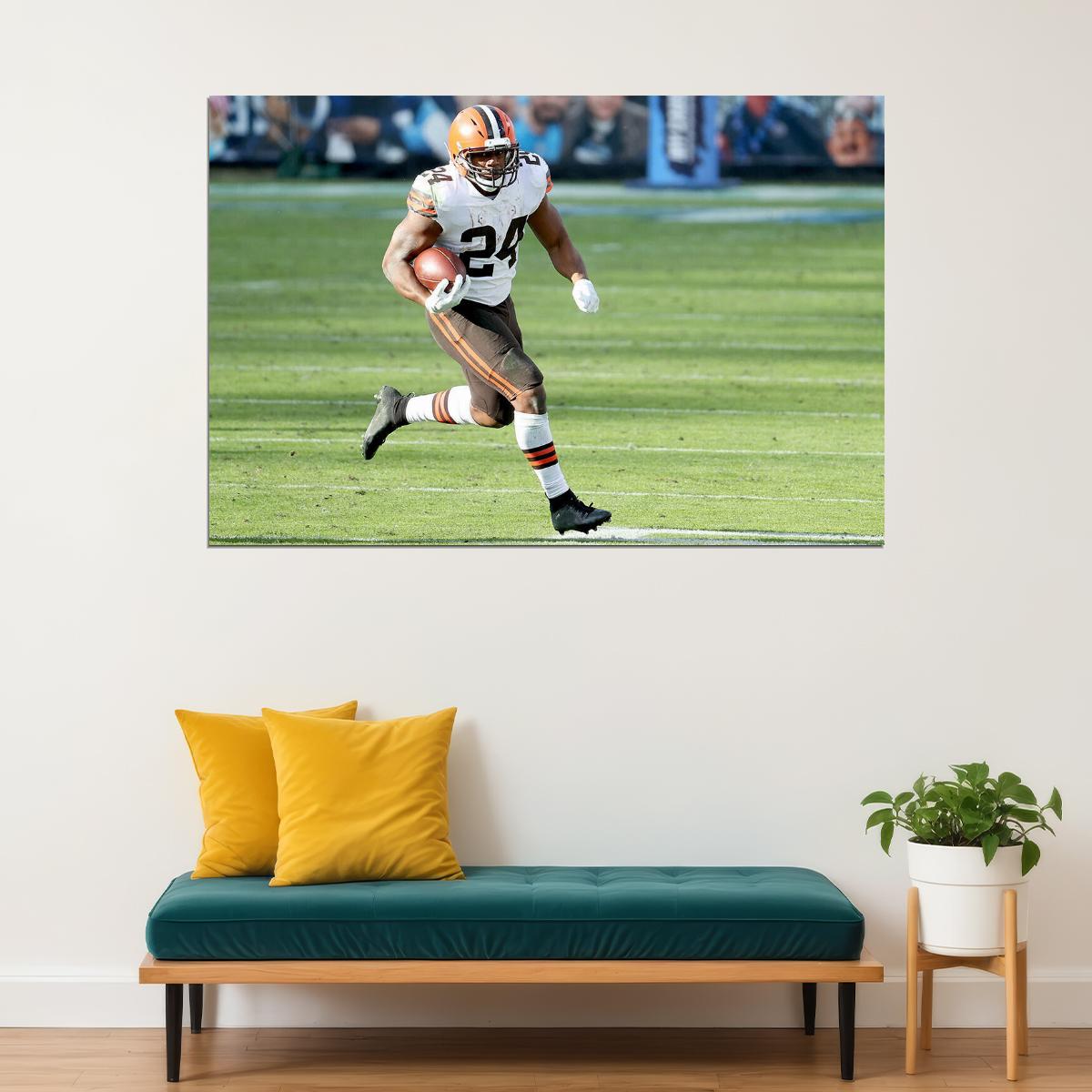Cleveland Browns Nick Chubb 24 American Football Player Poster Wall Art Print Home Wall Decor - xonomax