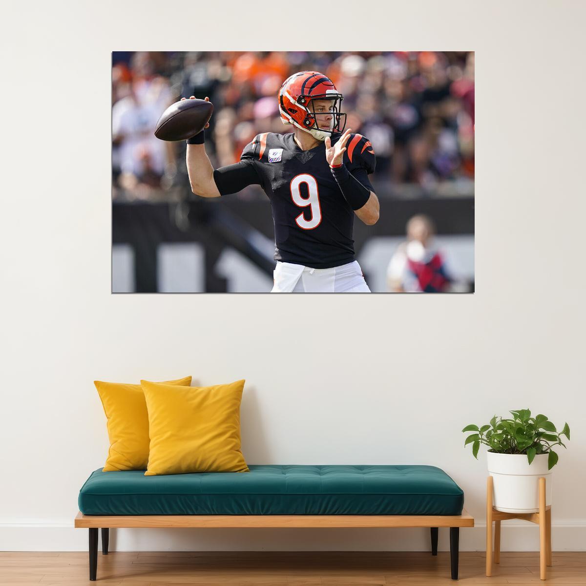 Cincinnati Bengals American Football Player 9 Joe Burrow Poster Wall Art Print Home Wall Decor - xonomax