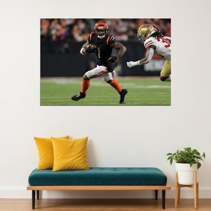 Cincinnati Bengals Offensive Rookie Football Ja'marr Chase Poster Wall Art Print Home Wall Decor - xonomax