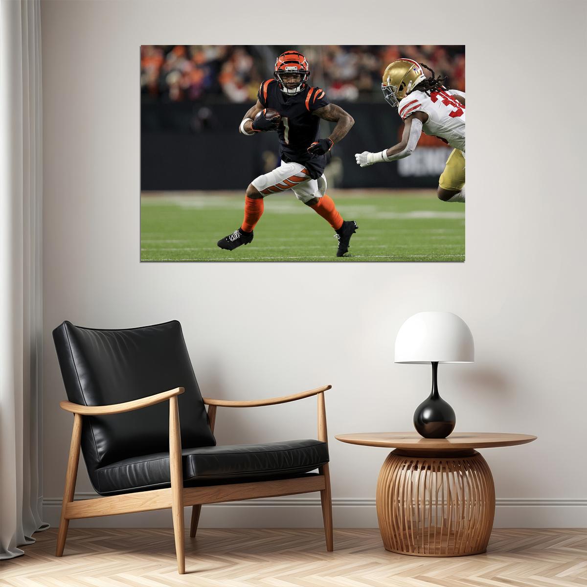 Cincinnati Bengals Offensive Rookie Football Ja'marr Chase Poster Wall Art Print Home Wall Decor - xonomax