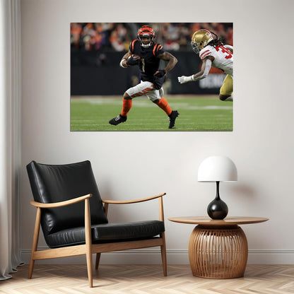 Cincinnati Bengals Offensive Rookie Football Ja'marr Chase Poster Wall Art Print Home Wall Decor - xonomax