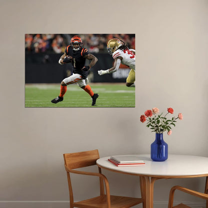 Cincinnati Bengals Offensive Rookie Football Ja'marr Chase Poster Wall Art Print Home Wall Decor - xonomax