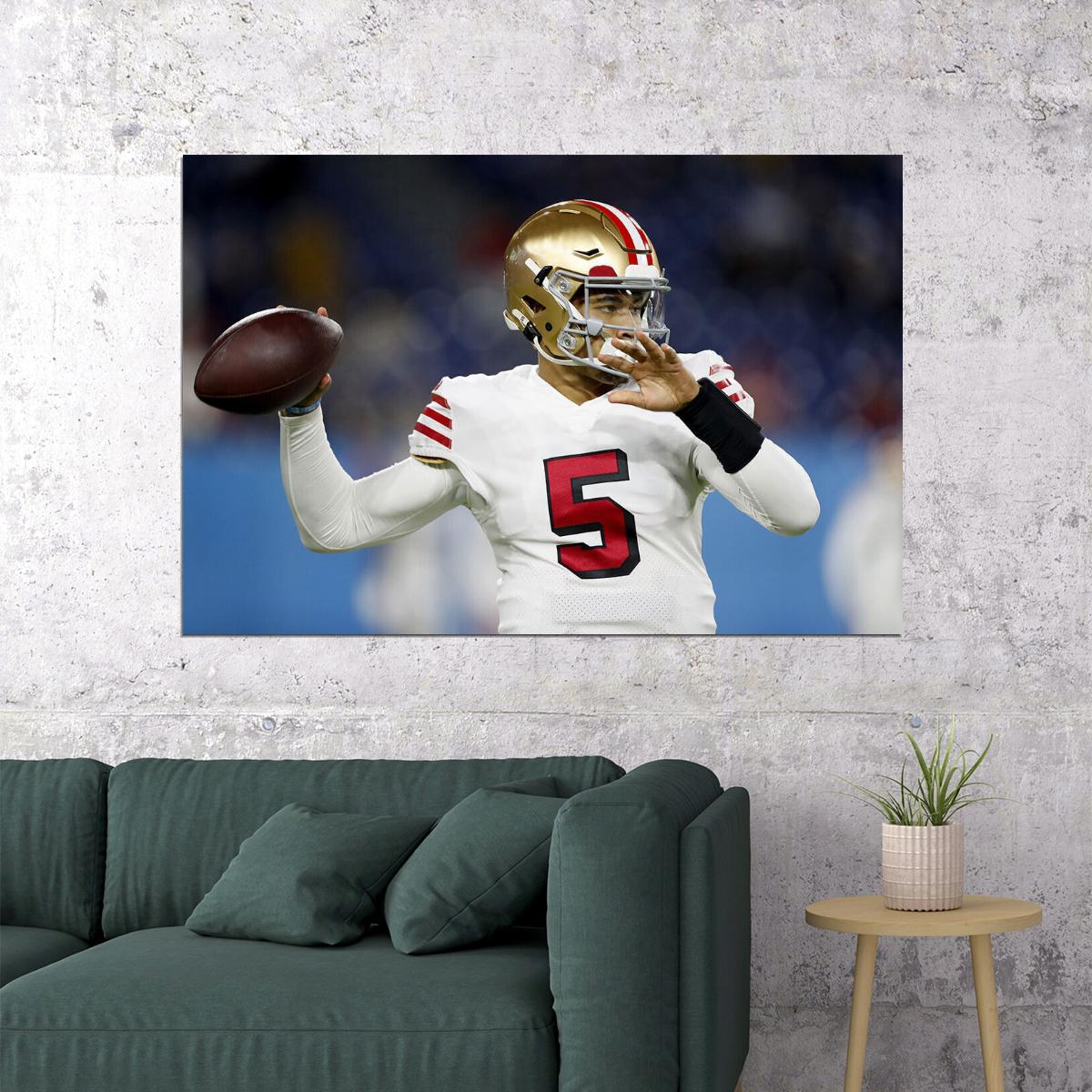 San Francisco 49ers Trey Lance 5 American Football Player Poster Wall Art Print Home Wall Decor