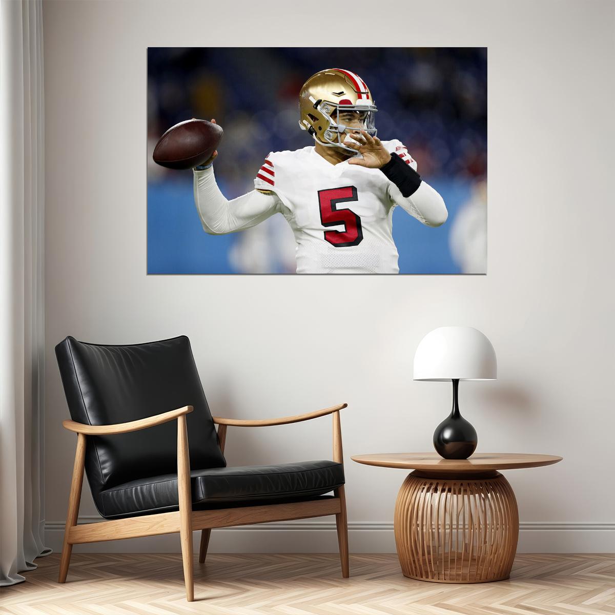 San Francisco 49ers Trey Lance 5 American Football Player Poster Wall Art Print Home Wall Decor