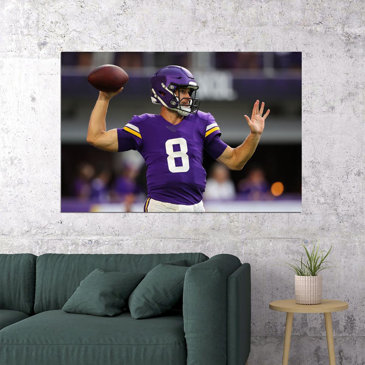 Minnesota Vikings American Football Player 8 Kirk Cousins Poster Wall Art Print Home Wall Decor - xonomax