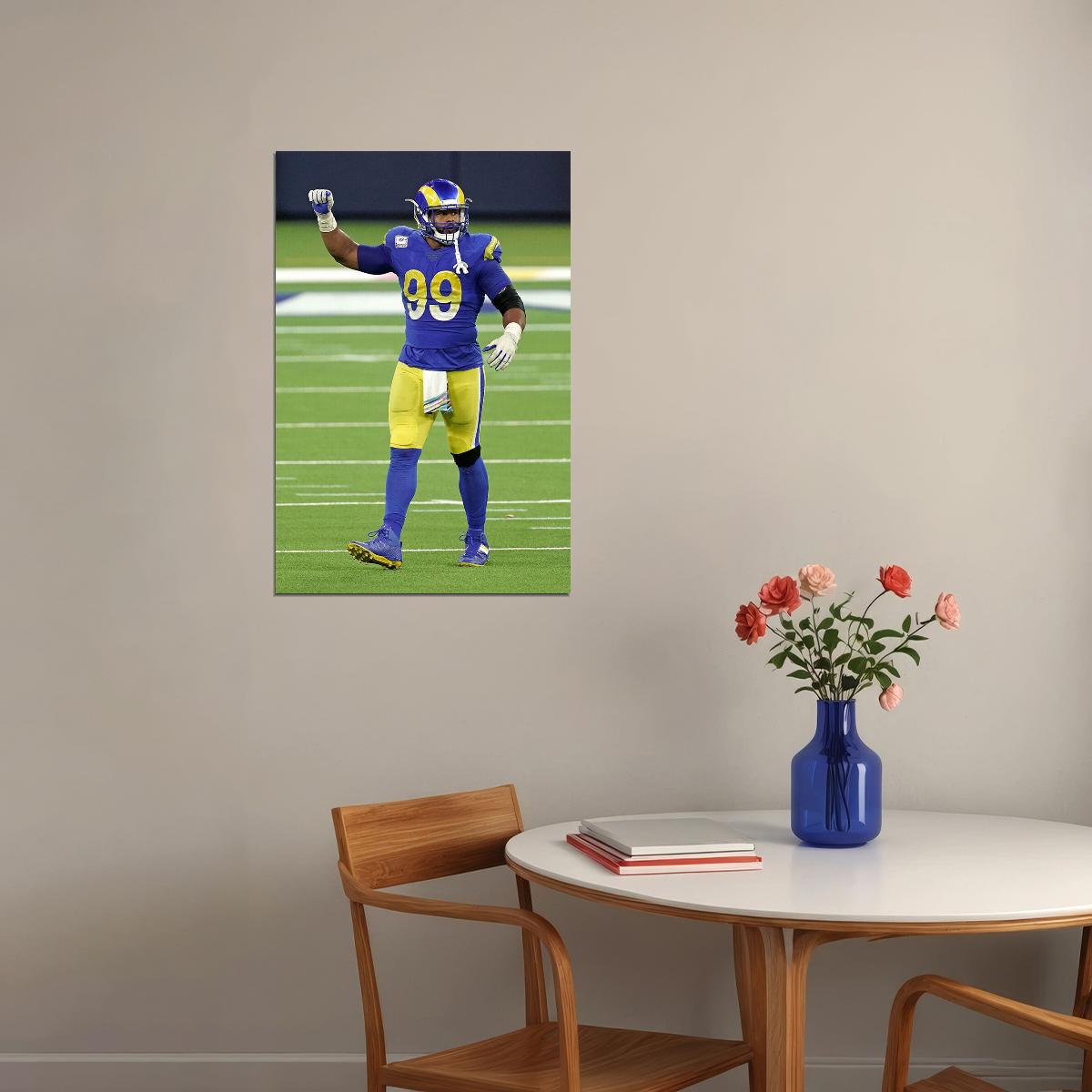 Los Angeles Rams Aaron Donald 99 American Football Player Poster Wall Art Print Home Wall Decor - xonomax