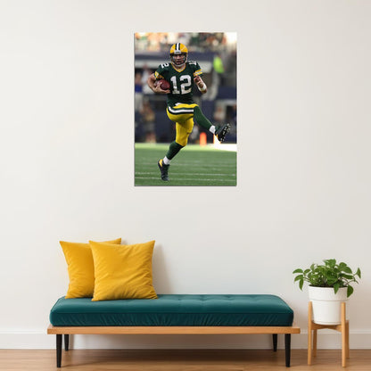 Aaron Rodgers Feet In The Air Green Bay Packers Poster Wall Art Print Home Wall Decor - xonomax