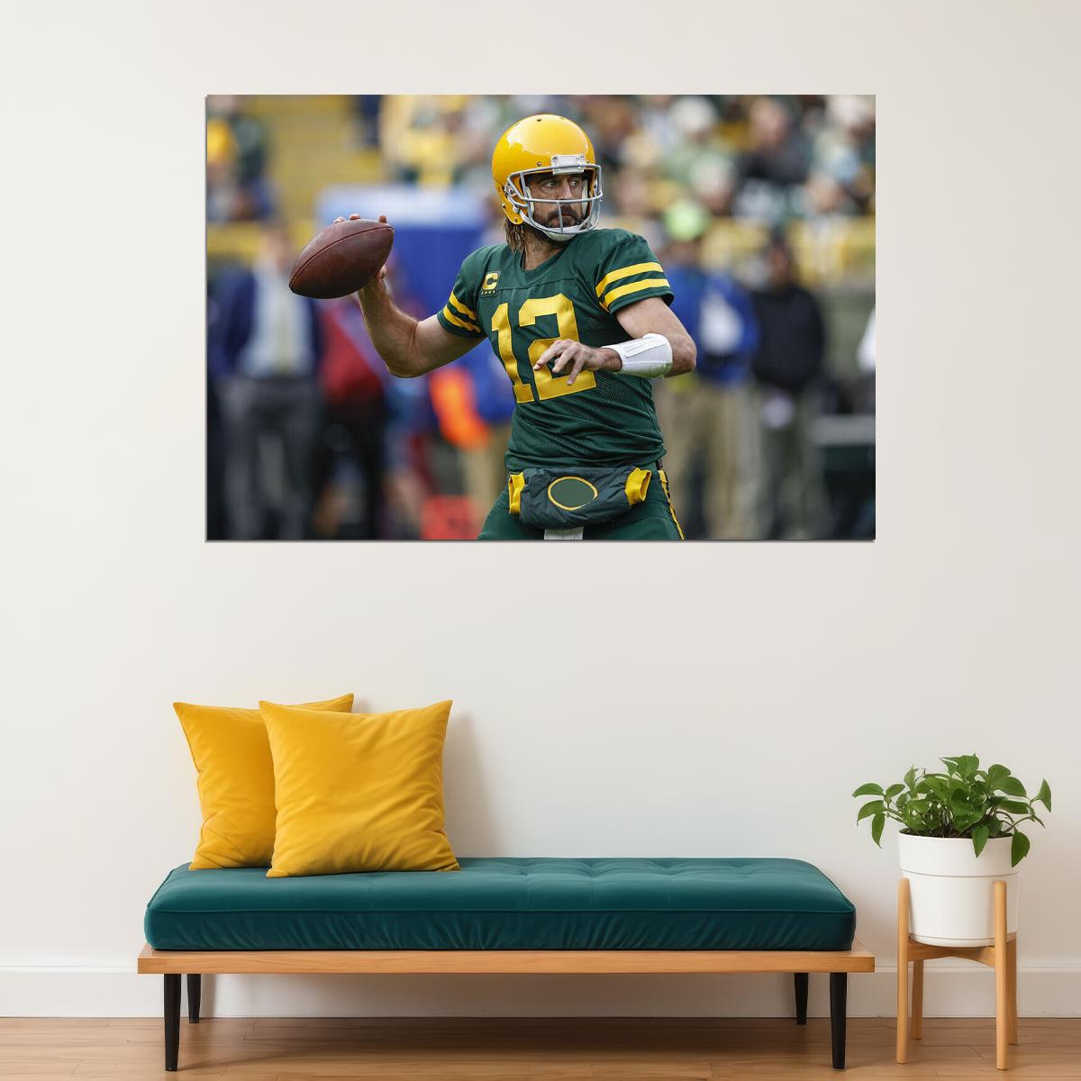 Aaron Rodgers American Football Player Green Bay Packers Poster Wall Art Print Home Wall Decor - xonomax