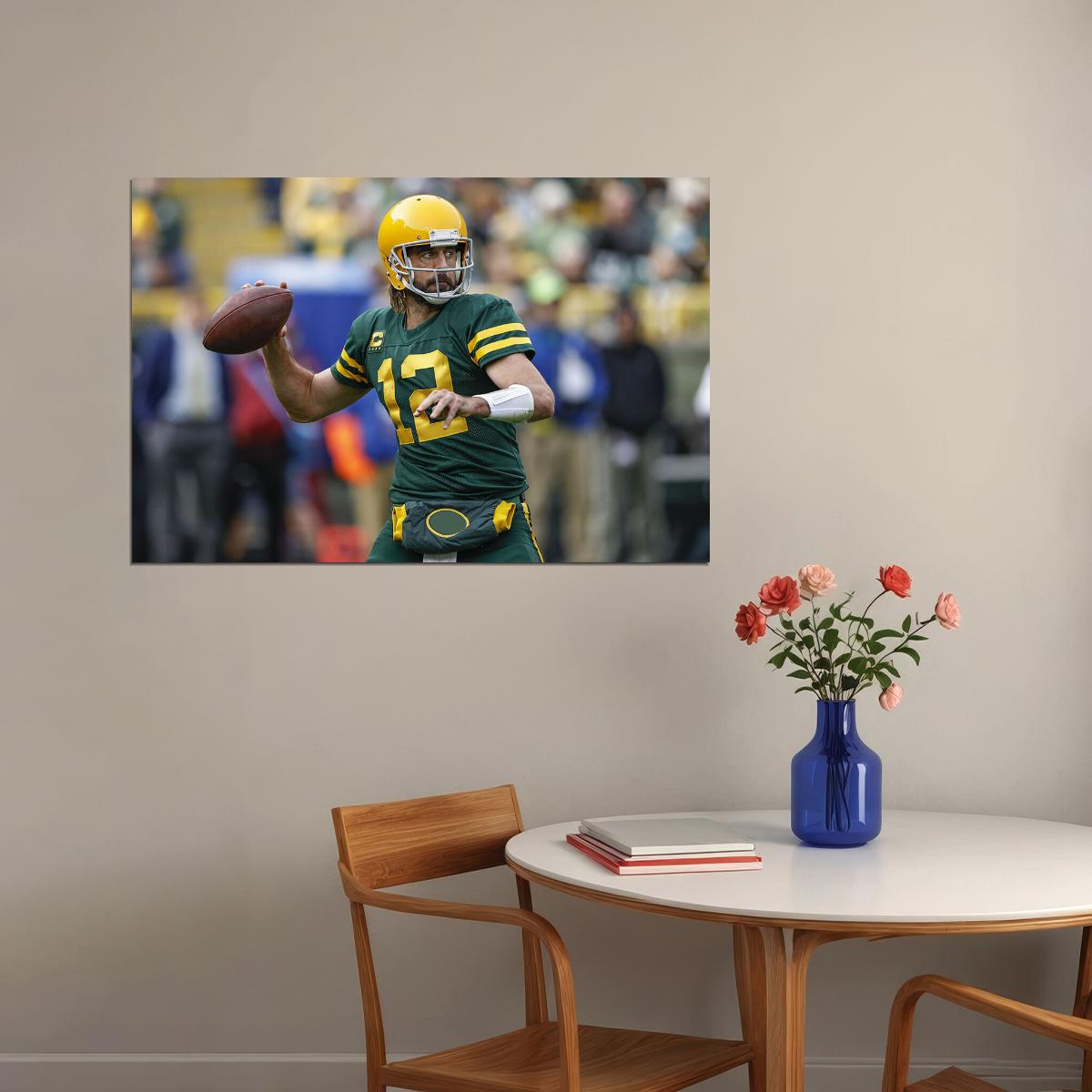 Aaron Rodgers American Football Player Green Bay Packers Poster Wall Art Print Home Wall Decor - xonomax