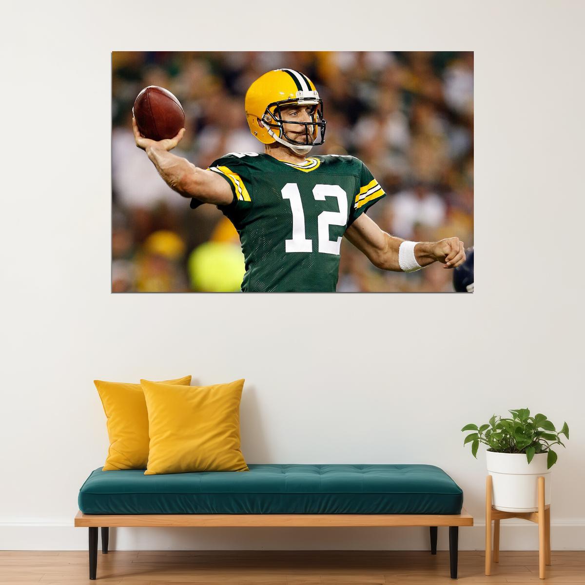 American Football Player Green Bay Packers Aaron Rodgers Poster Wall Art Print Home Wall Decor