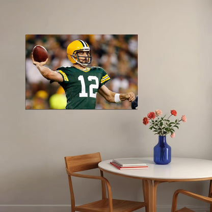 American Football Player Green Bay Packers Aaron Rodgers Poster Wall Art Print Home Wall Decor