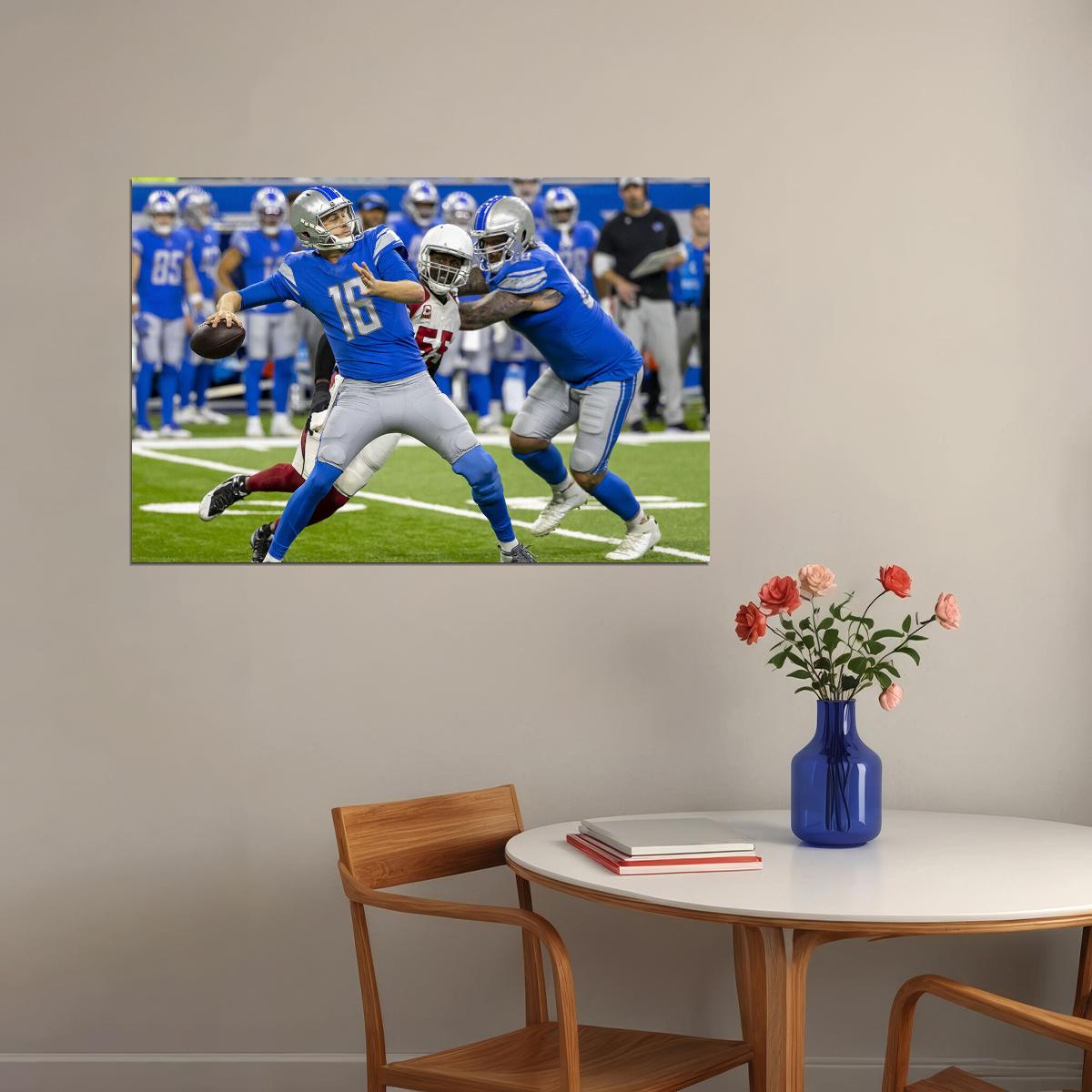 Detroit Lions Jared Goff American Football Player 16 Sport Poster Wall Art Print Home Wall Decor