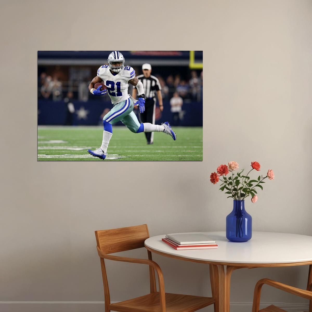 Run Ezekiel Elliott Dallas Cowboys American Football Poster Wall Art Print Home Wall Decor - xonomax