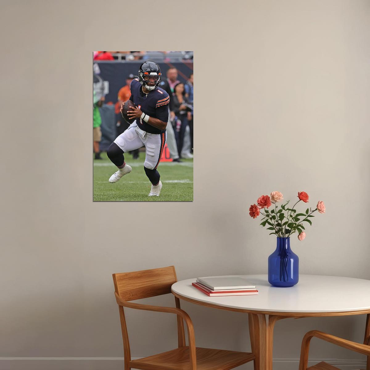 Justin Fields American Football Player Chicago Bears Sport Poster Wall Art Print Home Wall Decor - xonomax