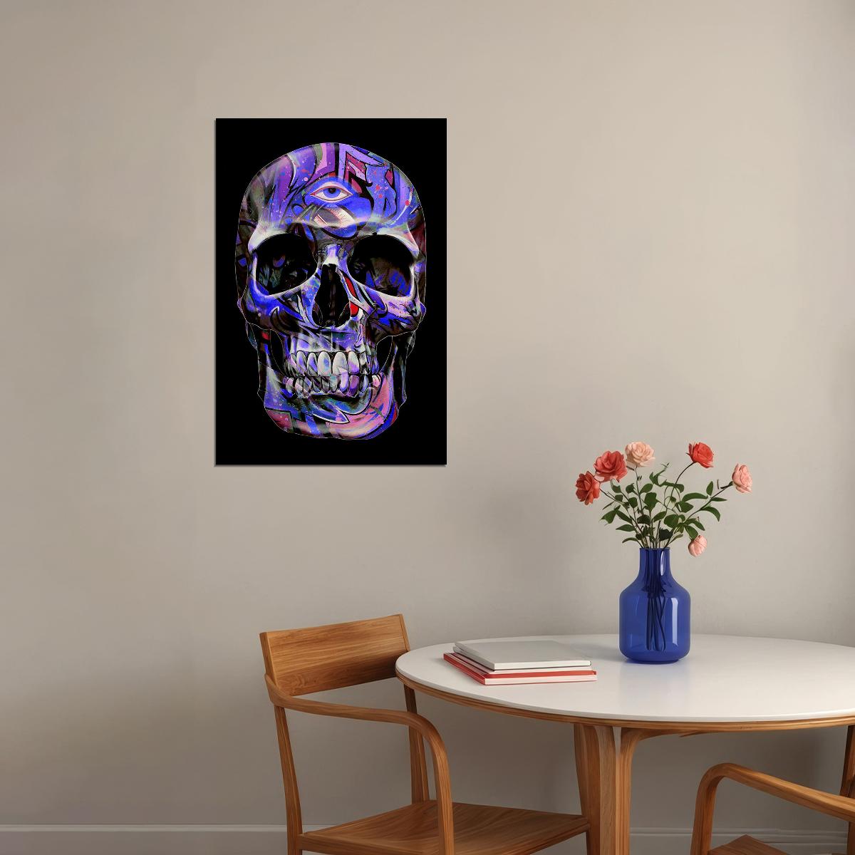 Blue Skull Death Fantasy Artwork Poster Wall Art Print Home Wall Decor - xonomax