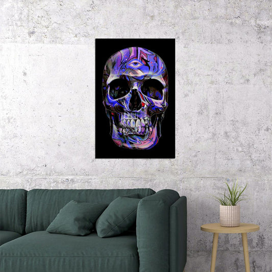 Blue Skull Death Fantasy Artwork Poster Wall Art Print Home Wall Decor - xonomax