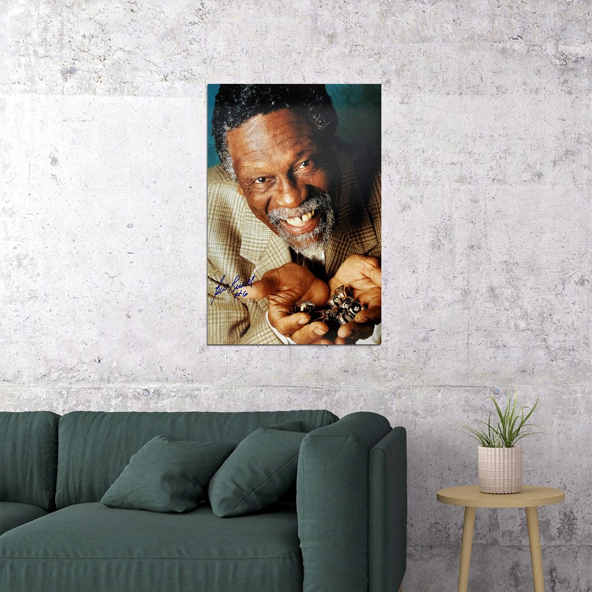 Bill Russell Old Basketball Pivot Player Sport Poster Wall Art Print Home Wall Decor - xonomax