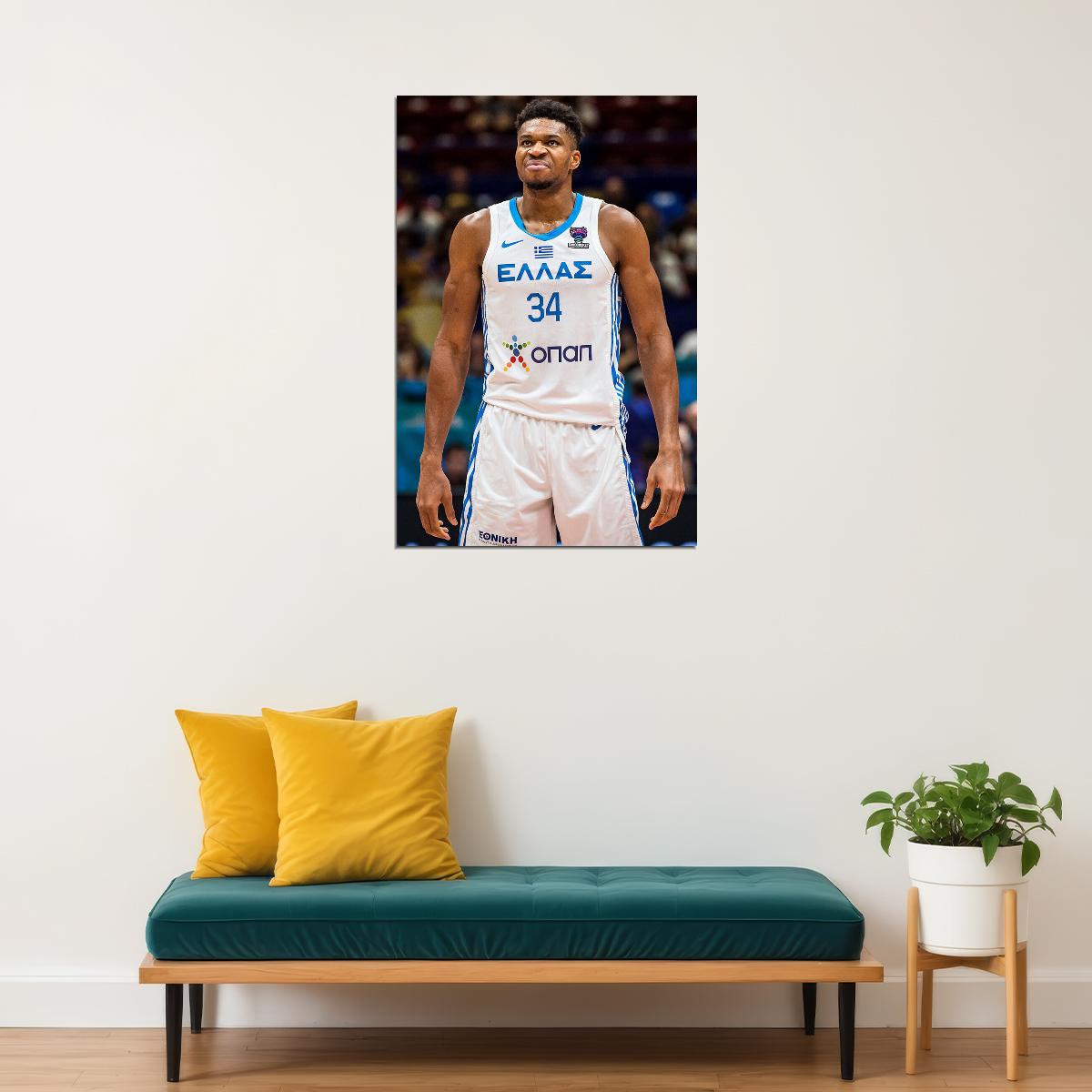 Giannis Antetokounmpo Greece Basketball Player Big Forward Poster Wall Art Print Home Wall Decor - xonomax