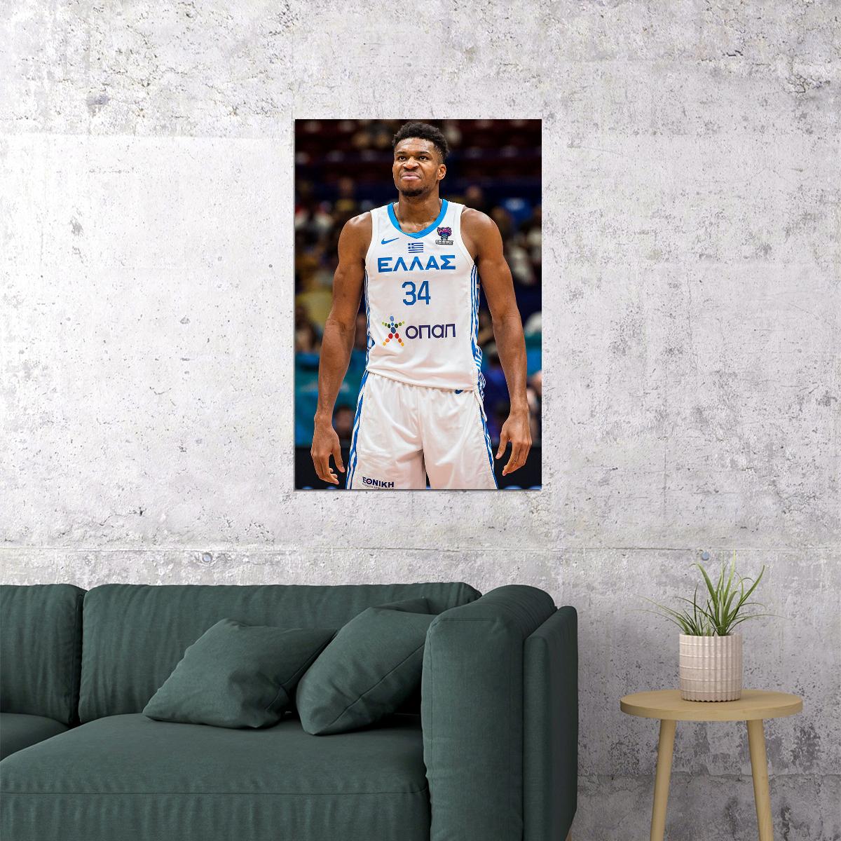 Giannis Antetokounmpo Greece Basketball Player Big Forward Poster Wall Art Print Home Wall Decor - xonomax