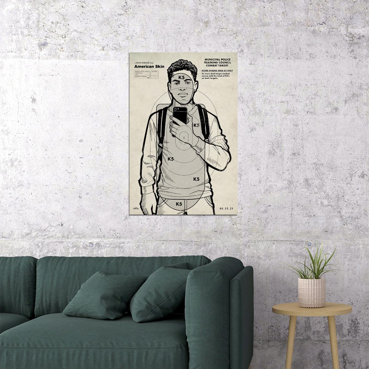 American Skin Movie 2021 Drama Thriller Poster Wall Art Print Home Wall Decor - xonomax