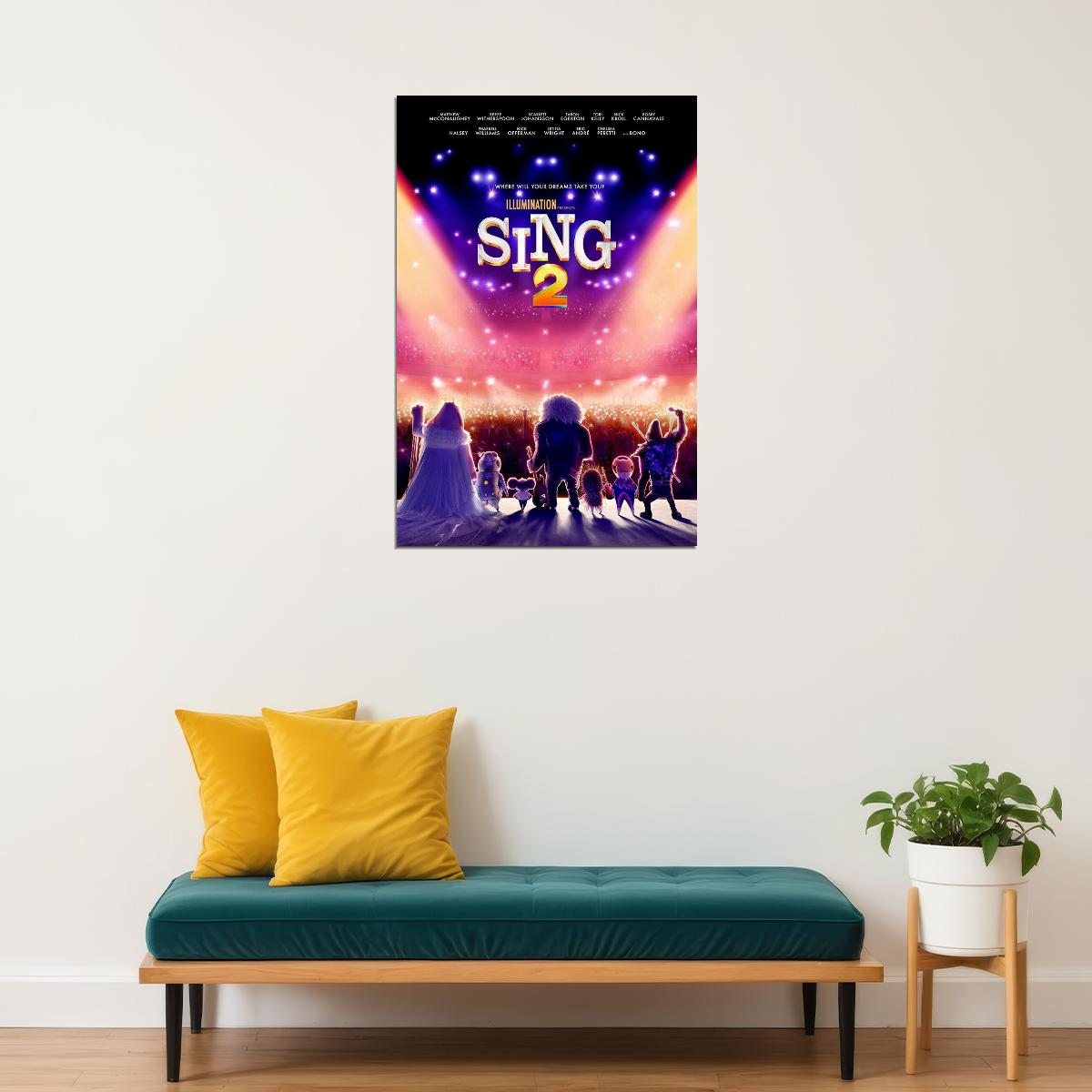 Sing 2 Movie 2021 Action Comedy Animation Poster Wall Art Print Home Wall Decor - xonomax