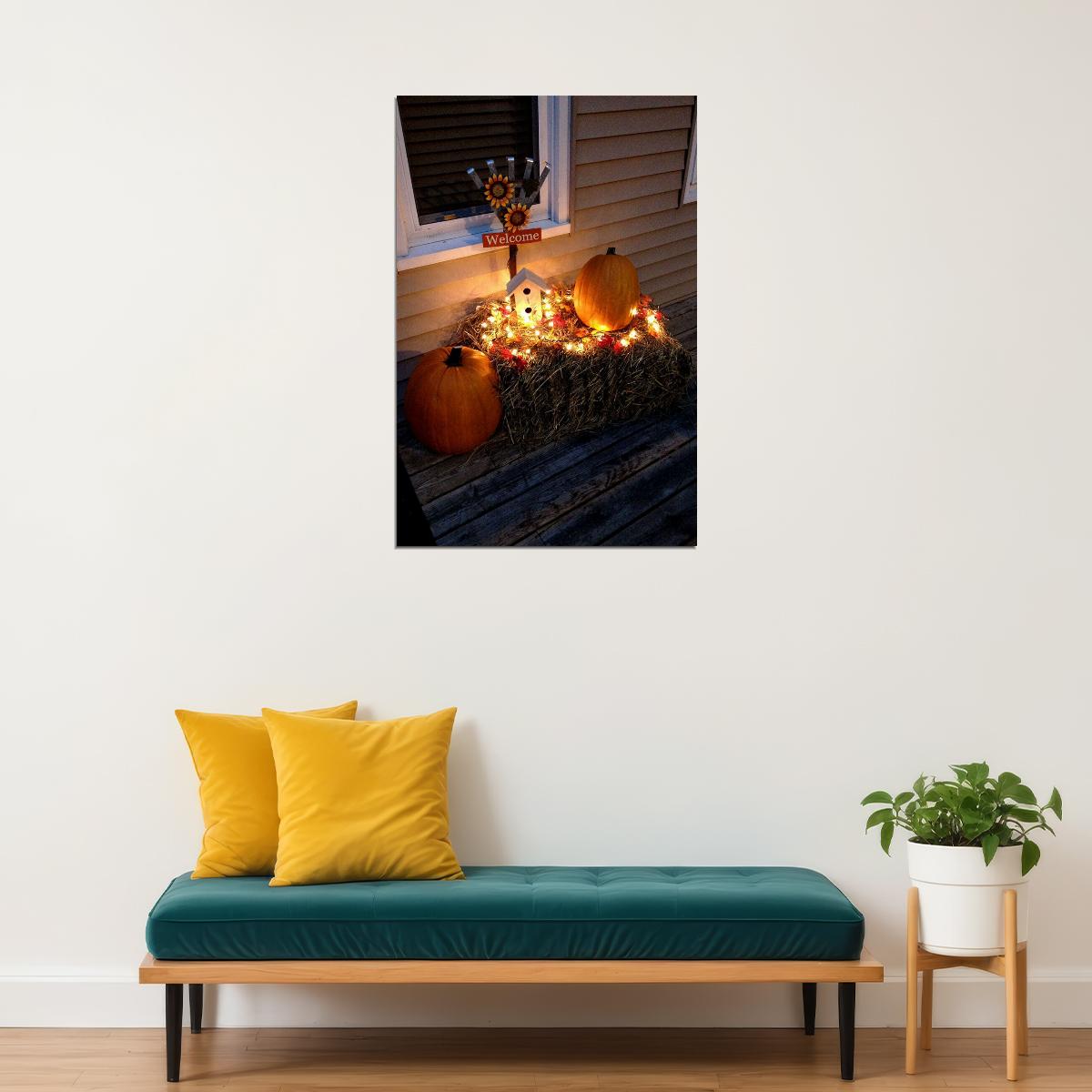 Welcome Halloween Pumpkins Fall House Garden Flag Poster Wall Art Print Home Wall Decor - xonomax