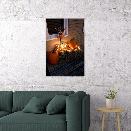 Welcome Halloween Pumpkins Fall House Garden Flag Poster Wall Art Print Home Wall Decor - xonomax