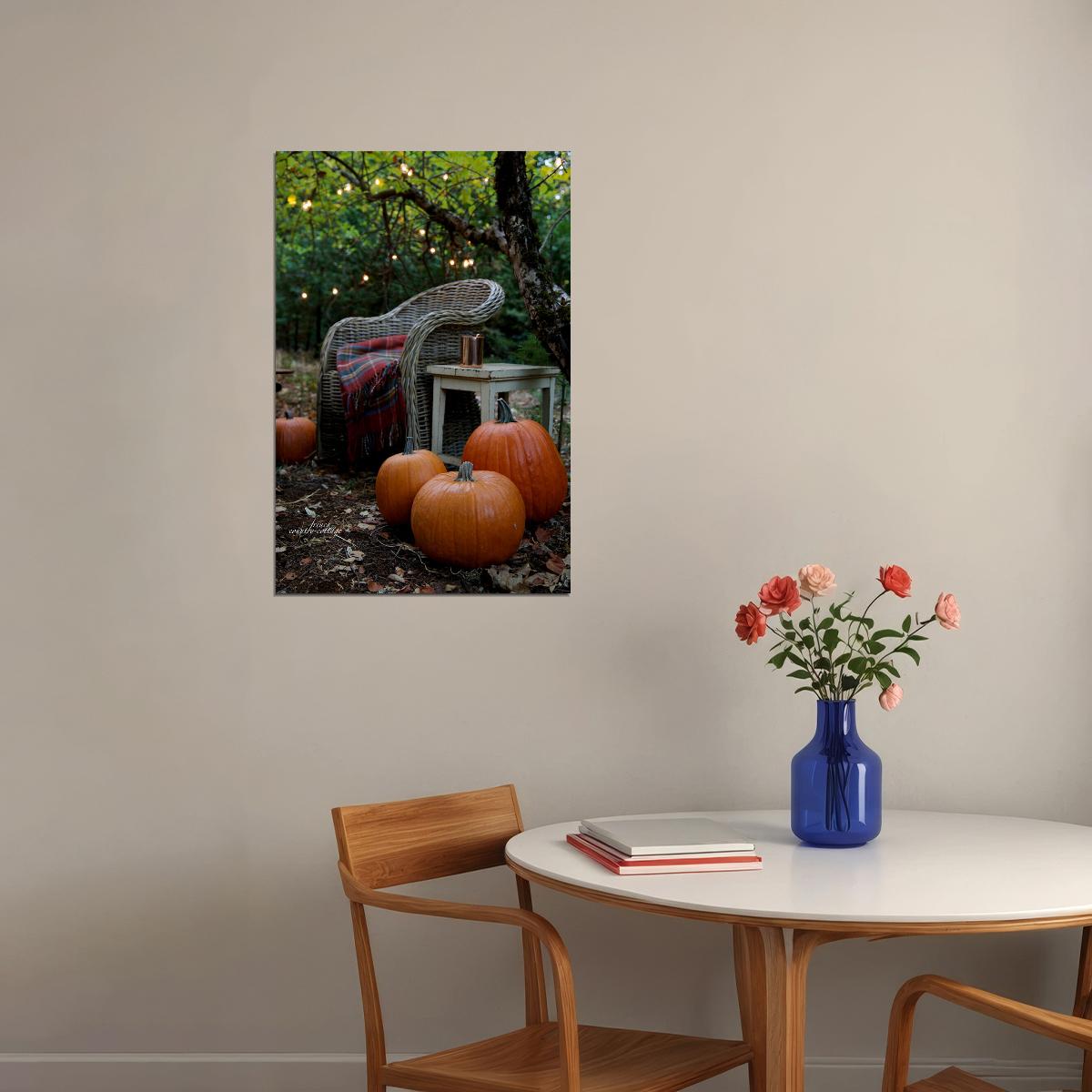 Pumpkins Willows Autumn Garden Fall Floral House Garden Poster Wall Art Print Home Wall Decor - xonomax