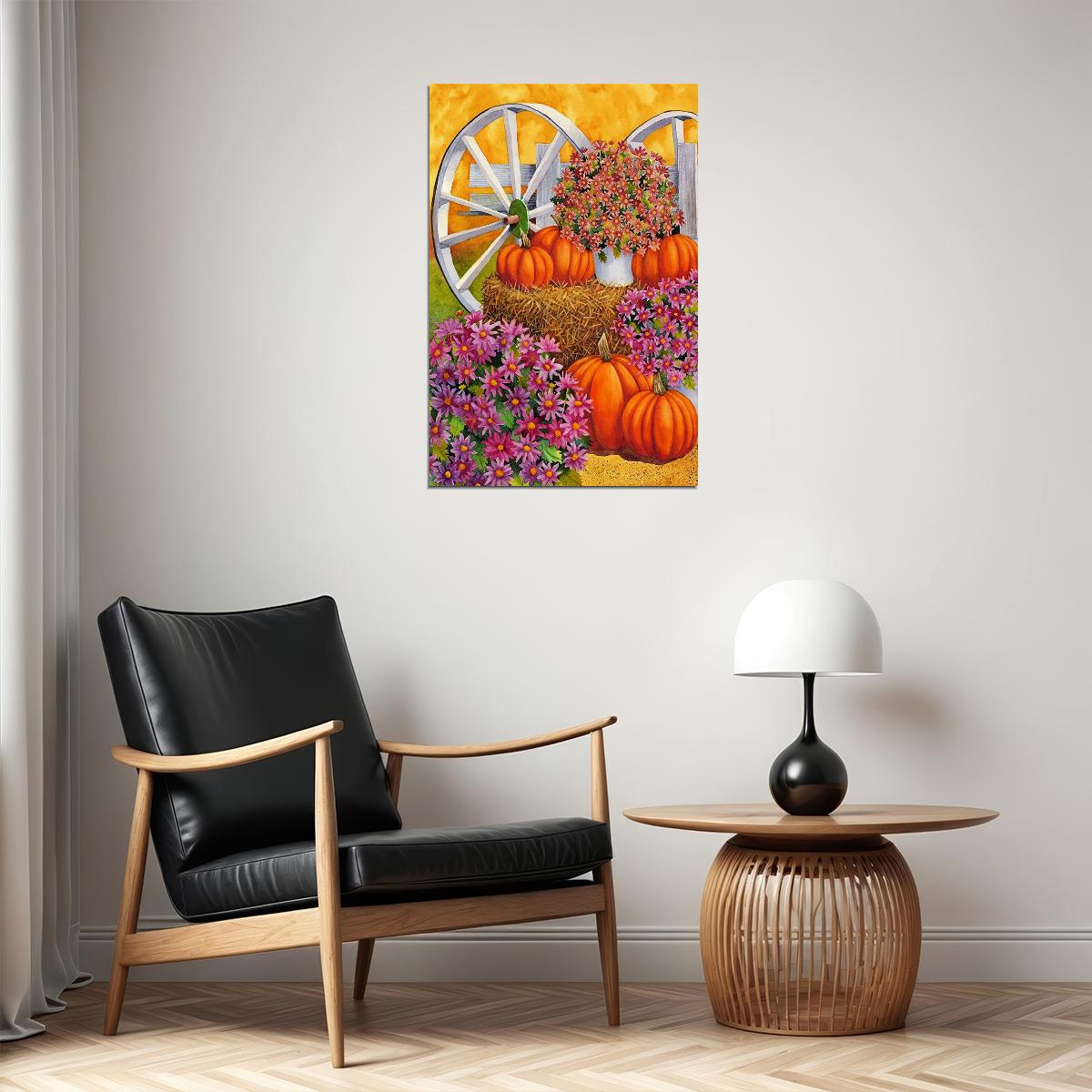 Harvest Bridge Autumn Pickup Truck Fall House Garden Flag Poster Wall Art Print Home Wall Decor - xonomax