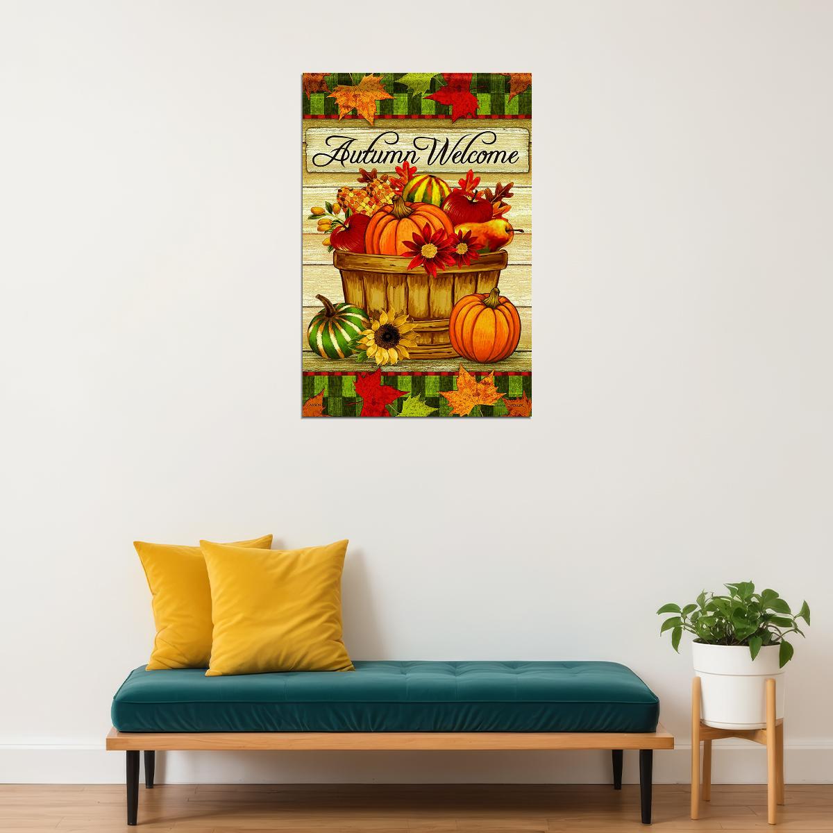 Pumpkin Welcome Garden Thanksgiving House Garden Flag Poster Wall Art Print Home Wall Decor - xonomax