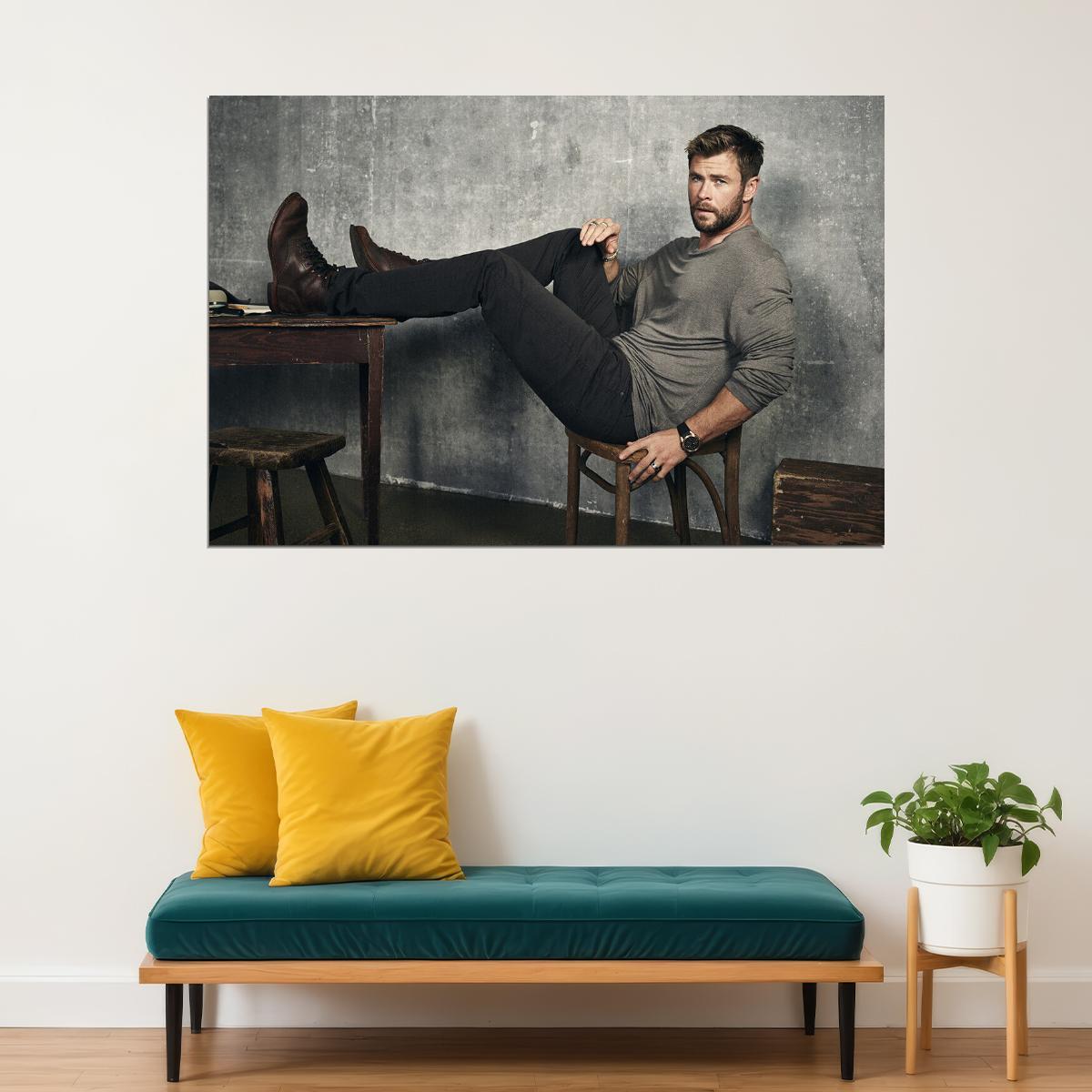 Chris Hemsworth Australian Cinema Actor Famous Artist Poster Wall Art Print Home Wall Decor - xonomax