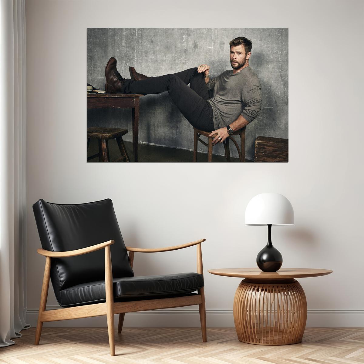 Chris Hemsworth Australian Cinema Actor Famous Artist Poster Wall Art Print Home Wall Decor - xonomax