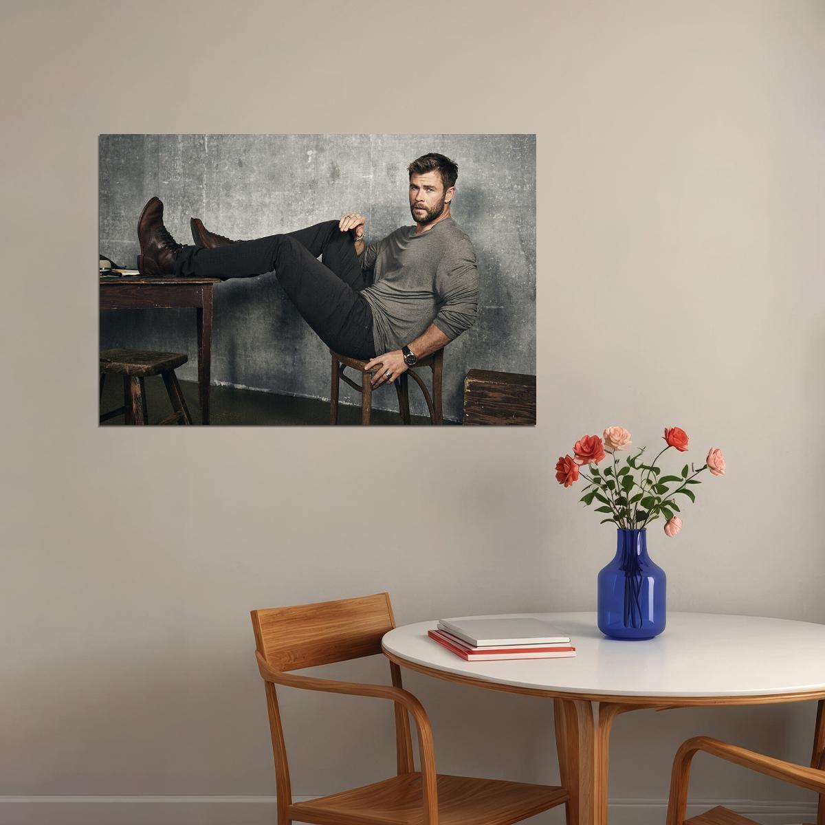 Chris Hemsworth Australian Cinema Actor Famous Artist Poster Wall Art Print Home Wall Decor - xonomax