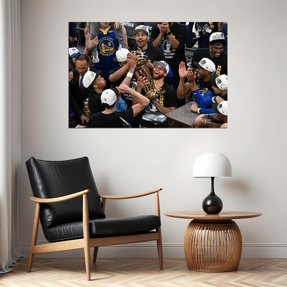 Golden State Warriors Champ Curry Lifts The Trophy Poster Wall Art Print Home Wall Decor - xonomax