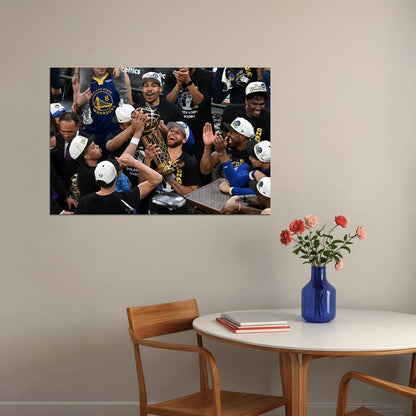 Golden State Warriors Champ Curry Lifts The Trophy Poster Wall Art Print Home Wall Decor - xonomax