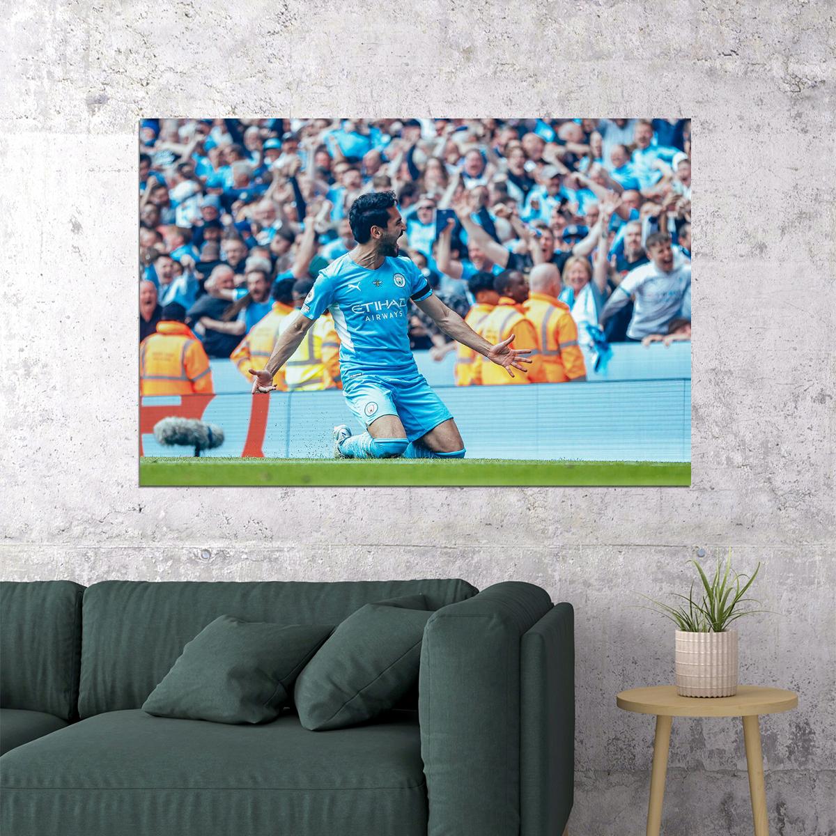 Ilkay Gundogan Manchester League Champions 2021/22 Poster Wall Art Print Home Wall Decor - xonomax