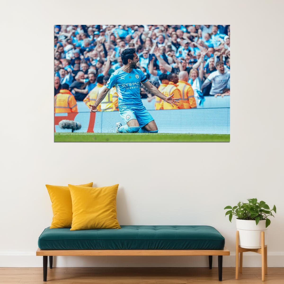Ilkay Gundogan Manchester League Champions 2021/22 Poster Wall Art Print Home Wall Decor - xonomax
