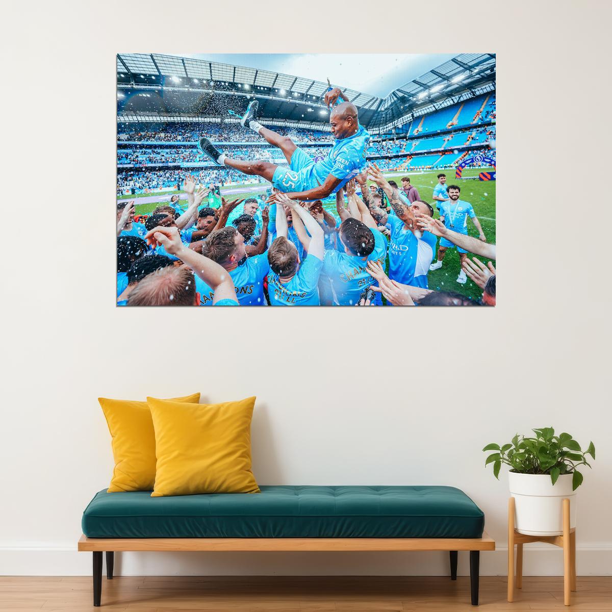 Fernandinho Manchester League Champions 2021/22 Poster Wall Art Print Home Wall Decor - xonomax