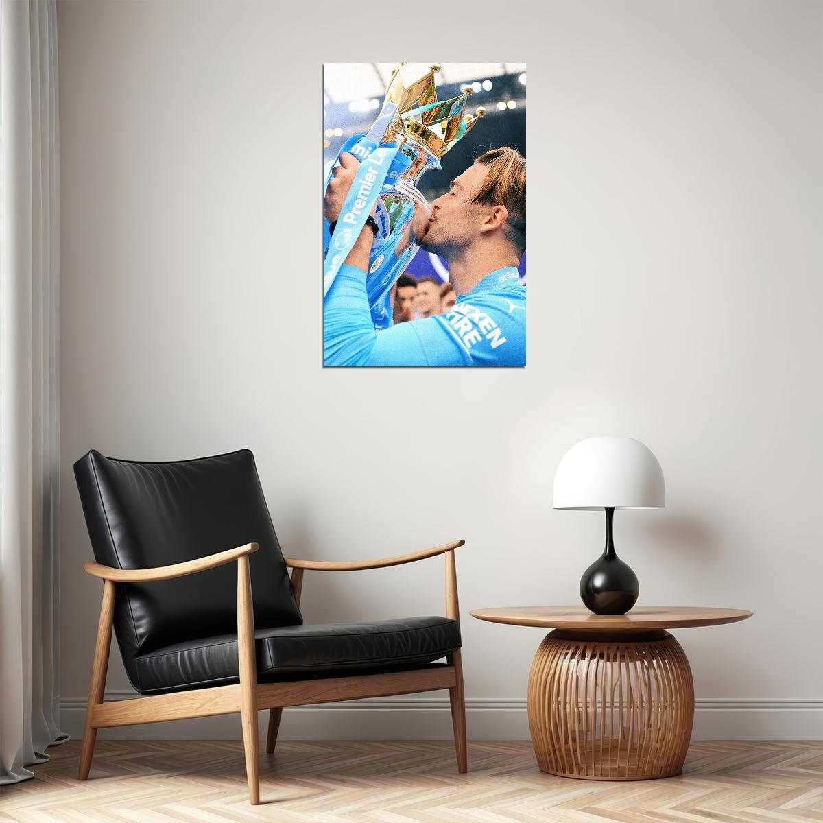 Jack Grealish Manchester League Champions 2021/22 Poster Wall Art Print Home Wall Decor - xonomax