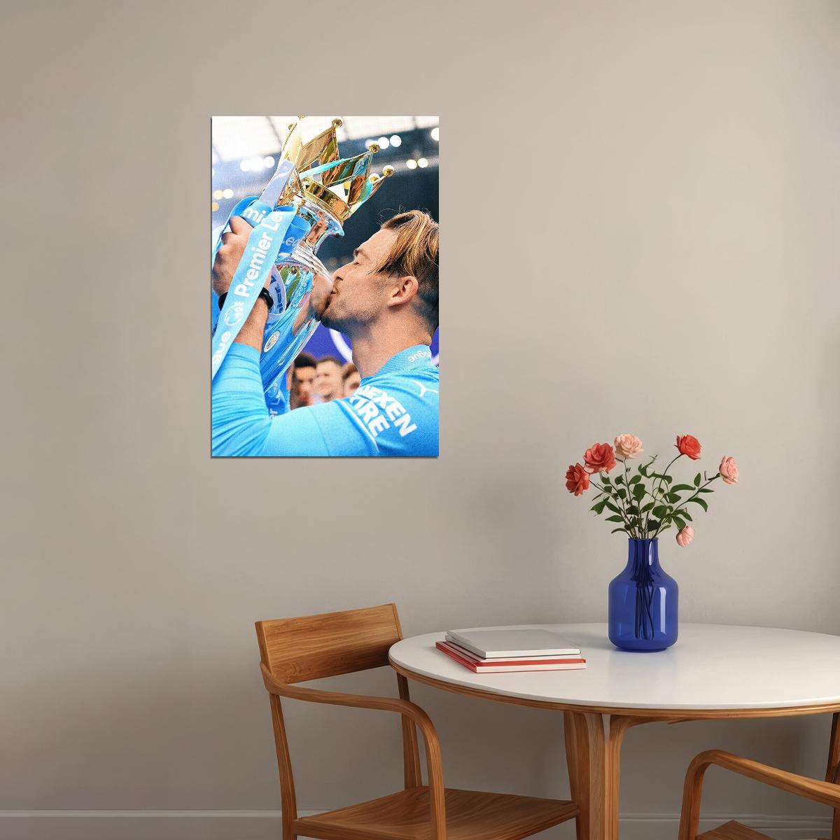 Jack Grealish Manchester League Champions 2021/22 Poster Wall Art Print Home Wall Decor - xonomax