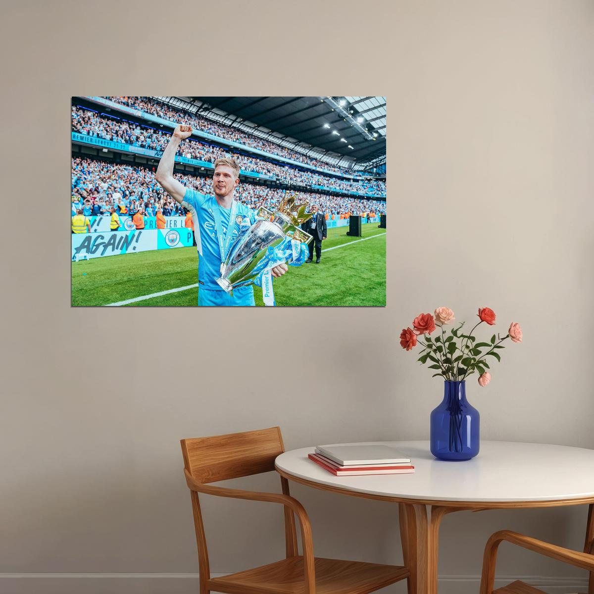 Kevin De Bruyne Manchester Champions 2021/22 Poster Wall Art Print Home Wall Decor - xonomax