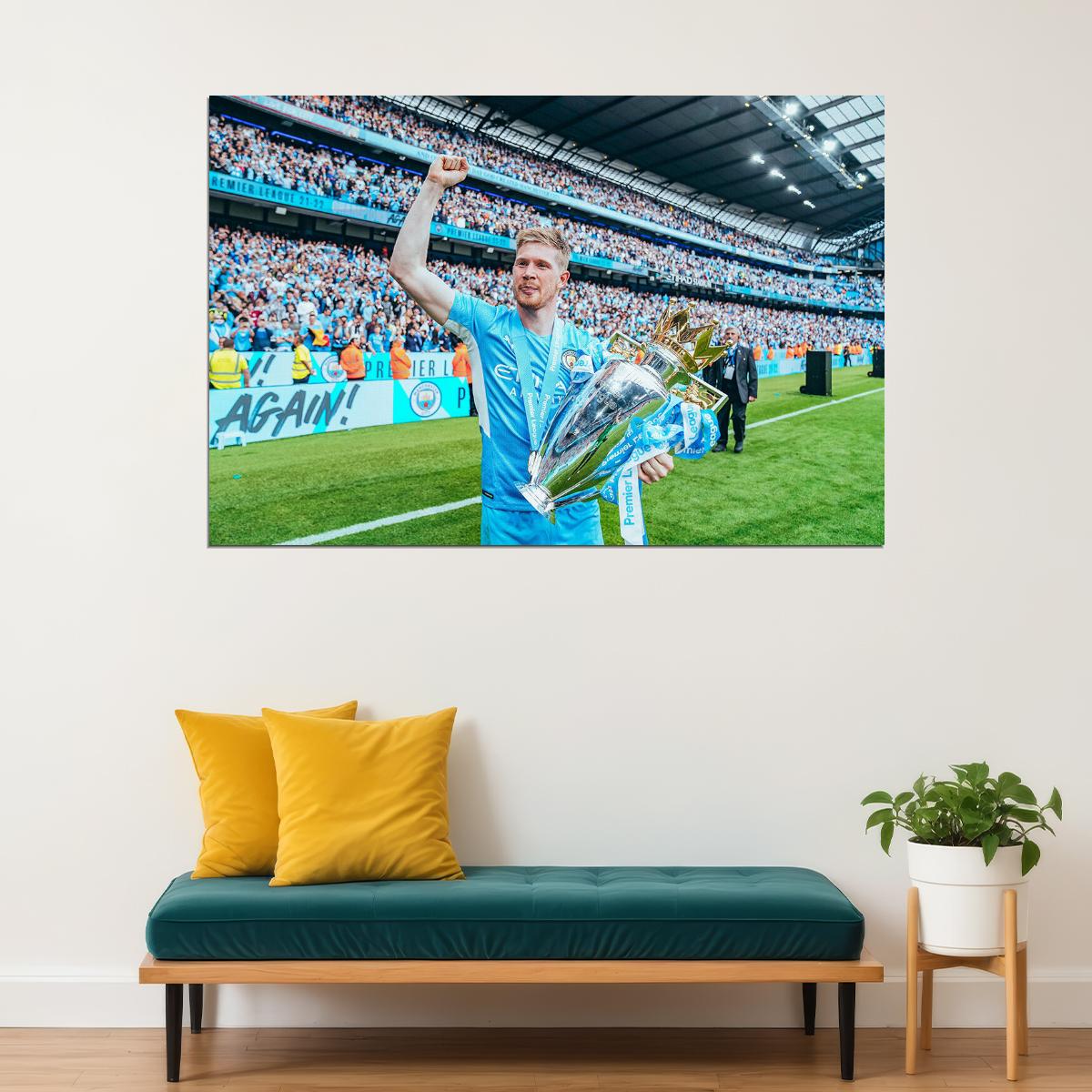 Kevin De Bruyne Manchester Champions 2021/22 Poster Wall Art Print Home Wall Decor - xonomax