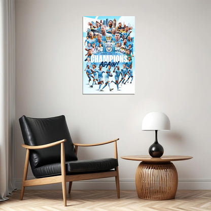 Manchester League Champions 2021/22 Poster Wall Art Print Home Wall Decor - xonomax