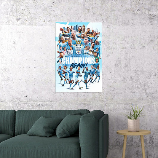 Manchester League Champions 2021/22 Poster Wall Art Print Home Wall Decor - xonomax