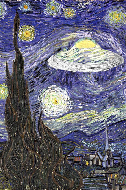 Ufo Sighting Starry Night Van Gogh Poster Wall Art Print Home Wall Decor - xonomax