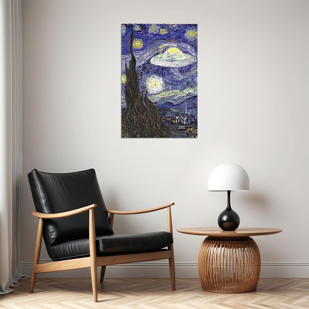 Ufo Sighting Starry Night Van Gogh Poster Wall Art Print Home Wall Decor - xonomax