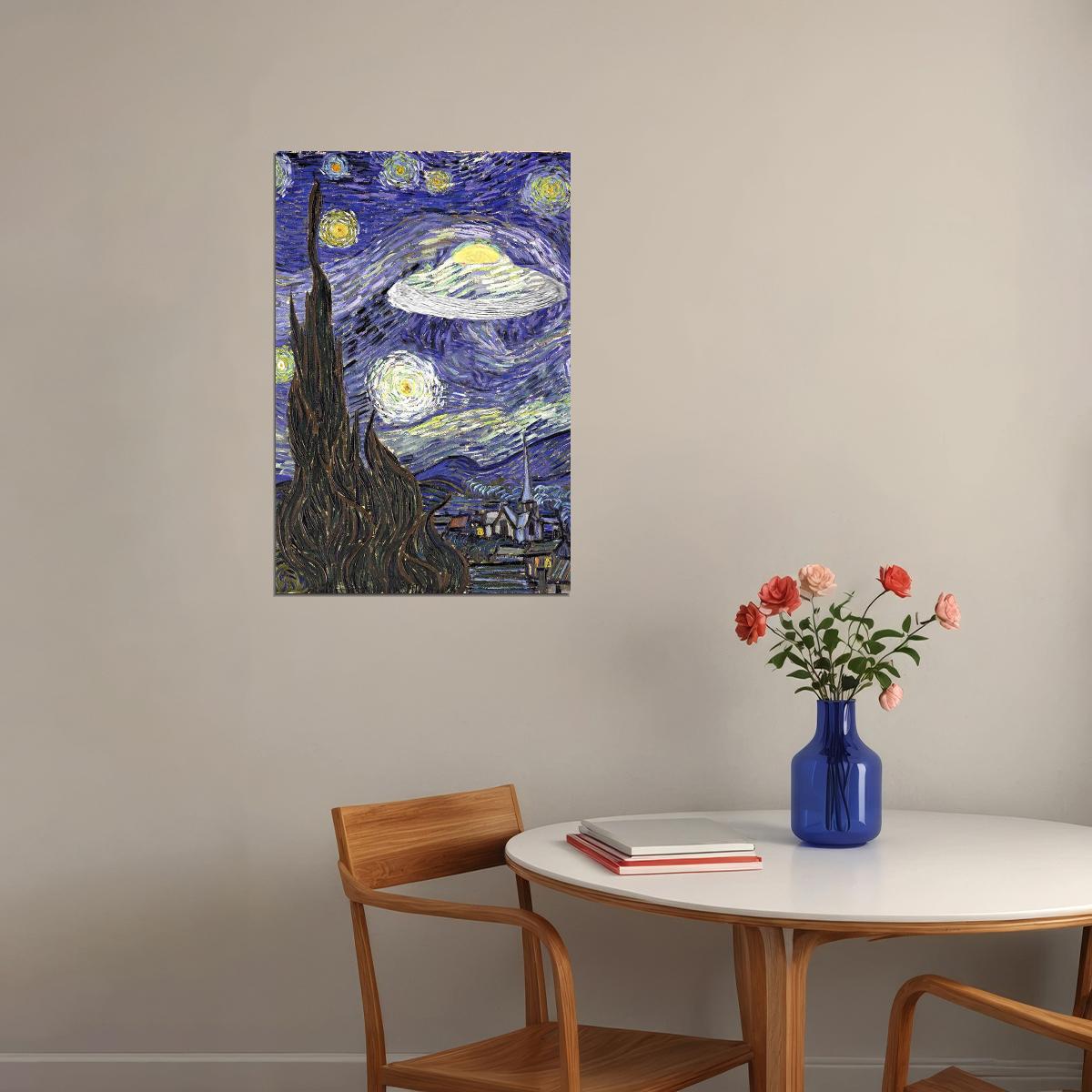Ufo Sighting Starry Night Van Gogh Poster Wall Art Print Home Wall Decor - xonomax