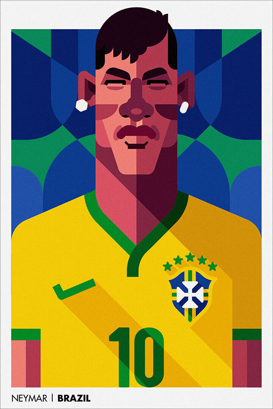 Neymar Brazilian Footballer Cartoon Sports Poster Wall Art Print Home Wall Decor - xonomax