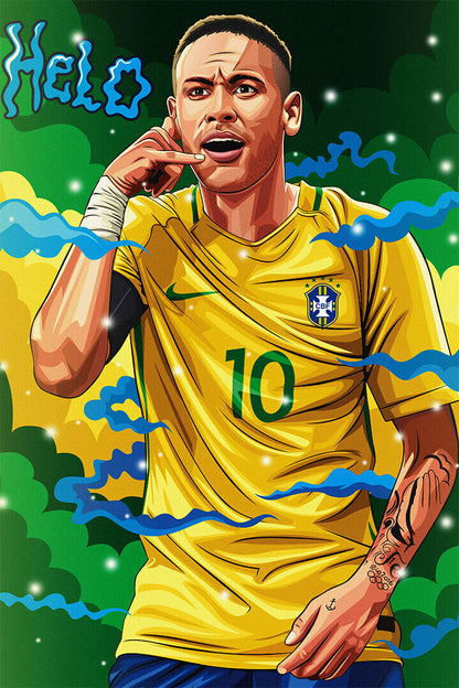 Neymar Football Player Cartoon Sports Poster Wall Art Print Home Wall Decor - xonomax
