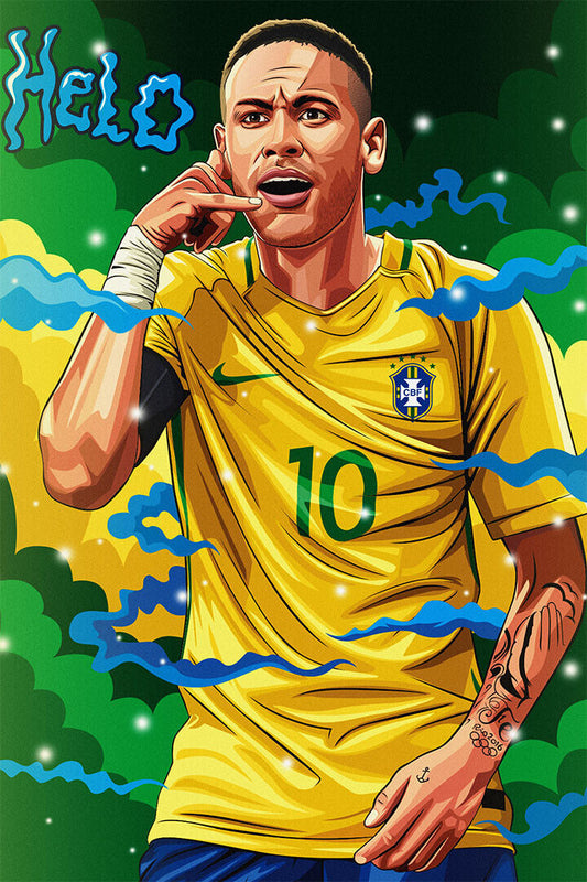 Neymar Football Player Cartoon Sports Poster Wall Art Print Home Wall Decor - xonomax